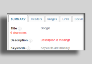 A snippet that shows a site with content errors that needs a meta description.