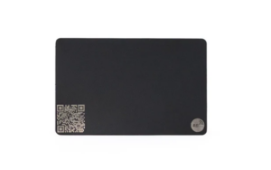 An NFC business card made out of metal material.