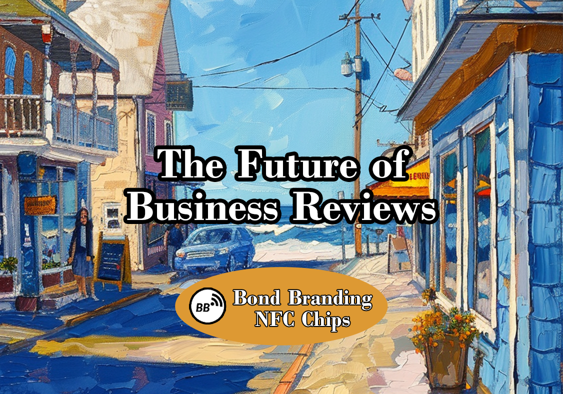 Future of business reviews with NFC Review stands.