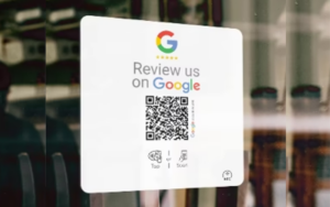 An NFC Google Review sticker that can be used by local businesses.